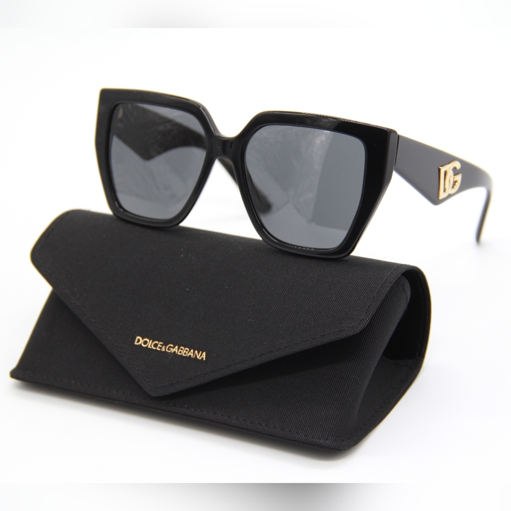 NEW DOLCE&GABBANA DG4438 501/87 BLACK OVERSIZED WOMEN SUNGLASSES DG 4438